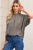 Leopard Print Mock Neck Blouse