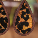 Sequin Wood Teardrop Earrings