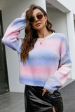 Gradient Round Neck Dropped Shoulder Sweater