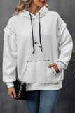 Drawstring Kangaroo Pocket Dropped Shoulder Hoodie