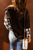 Double Take Plaid Color Block Dropped Shoulder Corduroy Shacket