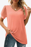 Swiss Dot Puff Sleeve V-Neck Tee