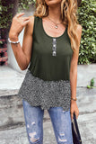 Leopard Color Block Scoop Neck Tank