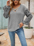 Leopard Crisscross V-Neck Sweater