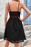 Swiss Dot Spaghetti Strap Spliced Lace Dress