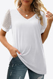 Swiss Dot Puff Sleeve V-Neck Tee