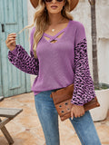 Leopard Crisscross V-Neck Sweater