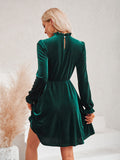 Long Flounce Sleeve A-Line Dress