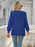 Heathered Round Neck Lantern Sleeve Blouse
