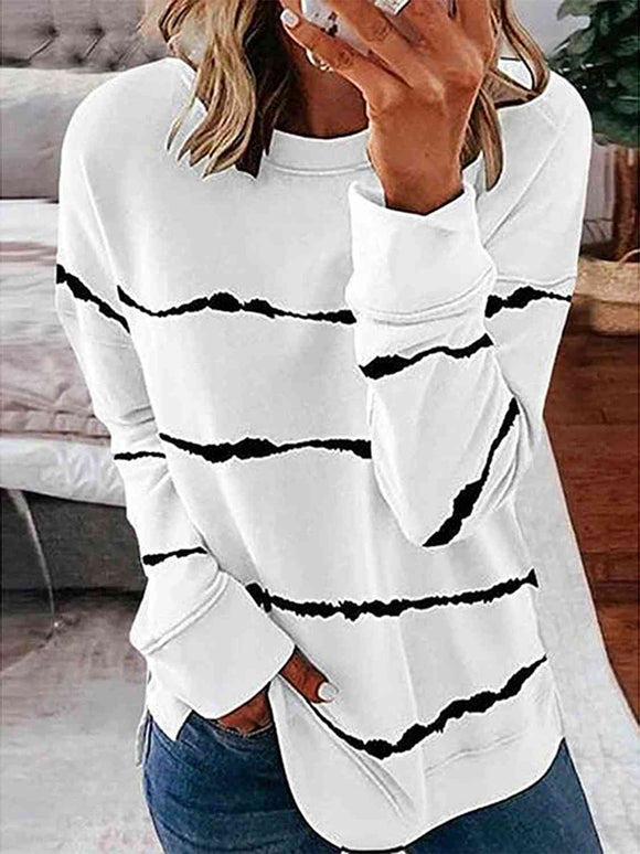 Striped Round Neck Sweatshirt