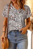 Leopard V-Neck Short Sleeve Tee Shirt