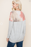 Long Sleeve Round Neck Tie-dye Top