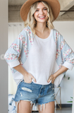 Solid Top With Floral Print Contrast