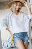 Solid Top With Floral Print Contrast