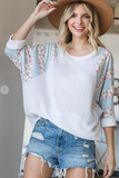 Solid Top With Floral Print Contrast